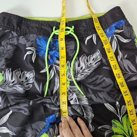 Mens American Eagle Outfitters Floral Board Shorts Swim Trunk Black Green Blue S - Picture 10 of 11